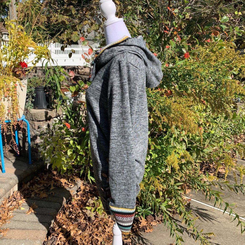 SOLD Striped Splicing Cowl Neck Hoodie Top - Picture 10 of 16